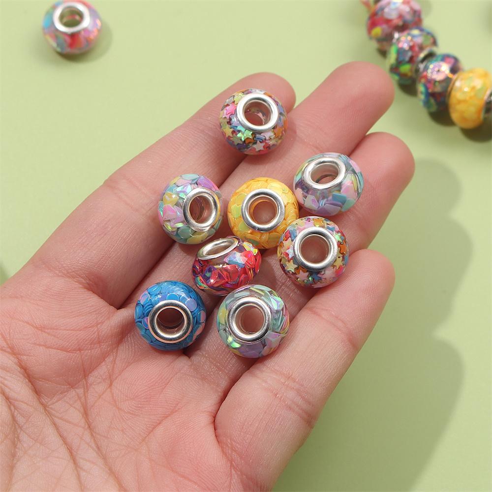 30/50/100pcs resin large hole bead sparkling bead, large hole spacer bead European craft bead, DIY necklace bracelet jewelry production