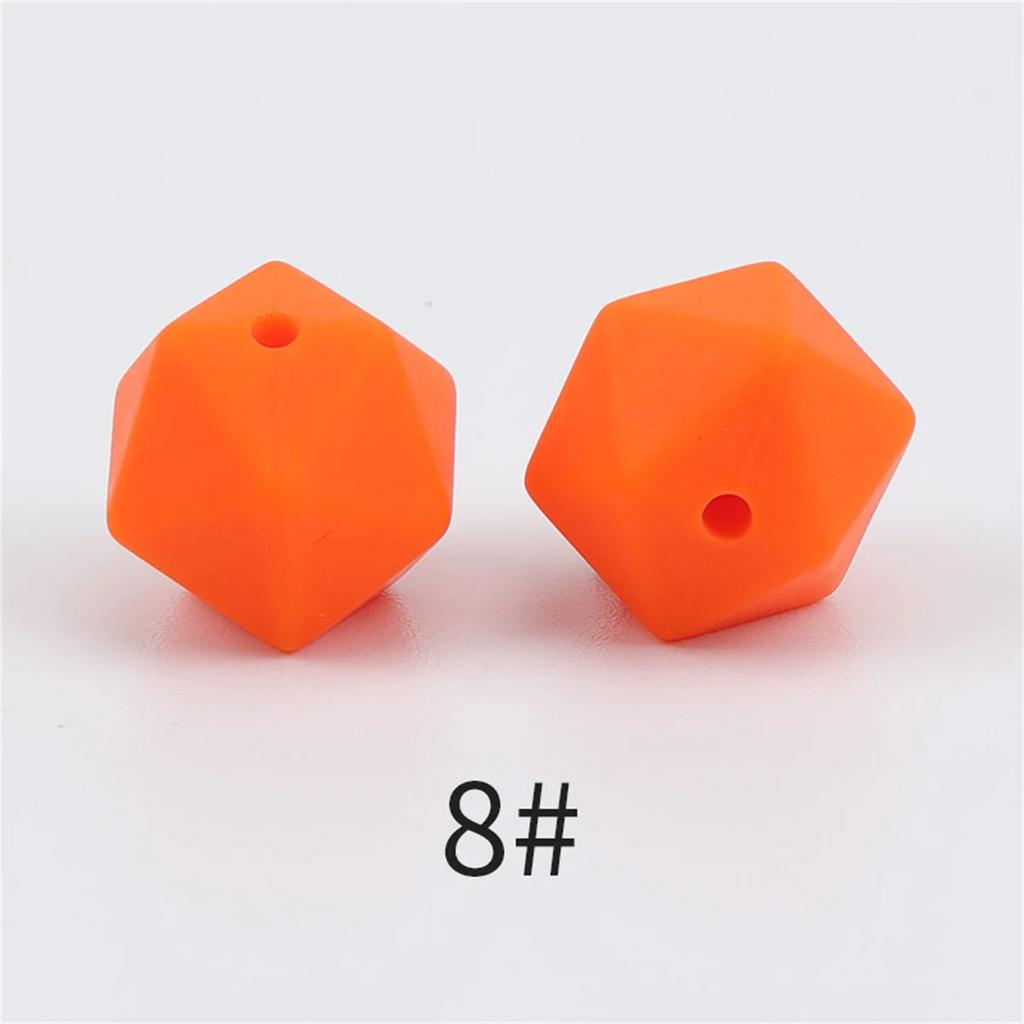 TX49 10Pcs 14mm Hexagon Solid Color Silicone Beads Jewelry DIY Necklace Bracelets Keychain Trend Handmade Accessories Jewelry