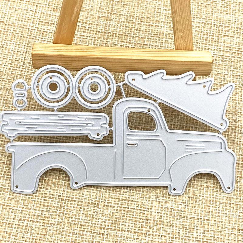 

Винтажный дизайн грузовика, стильный металлический трафарет для резки DIY, альбом для скрапбукинга, фототиснение, бумажная карта, ремесленный декор серебряный