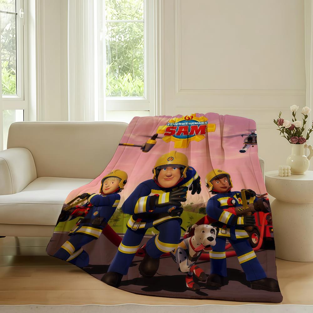 Cartoon Cute F Fireman Sam Blanket For Sofa Office Bed Plane Travel Sleep Read Relax Camping Soft And Warm