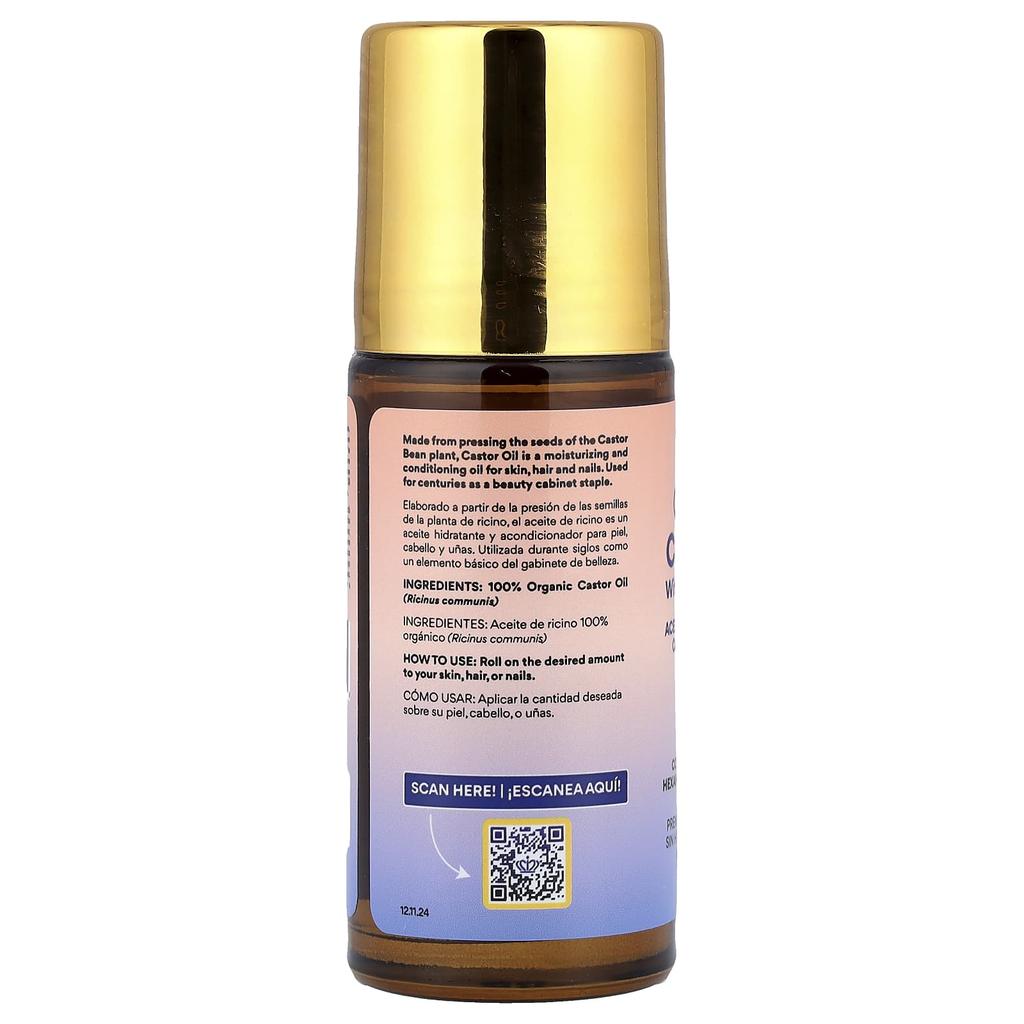 Queen of the Thrones, Organic Castor Oil, Rose Quartz Roller, 50ml (1.7 fl oz)