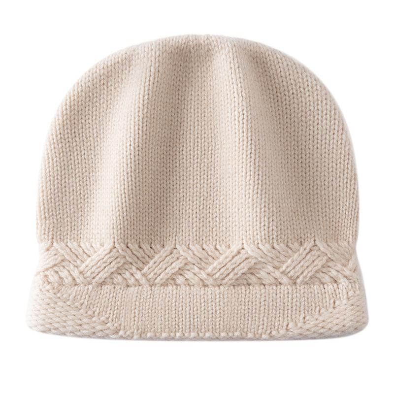Autumn and winter new solid color cashmere hat knitted jacquard thickened cold-proof warm hat men's and women's casual versatile baotou hat