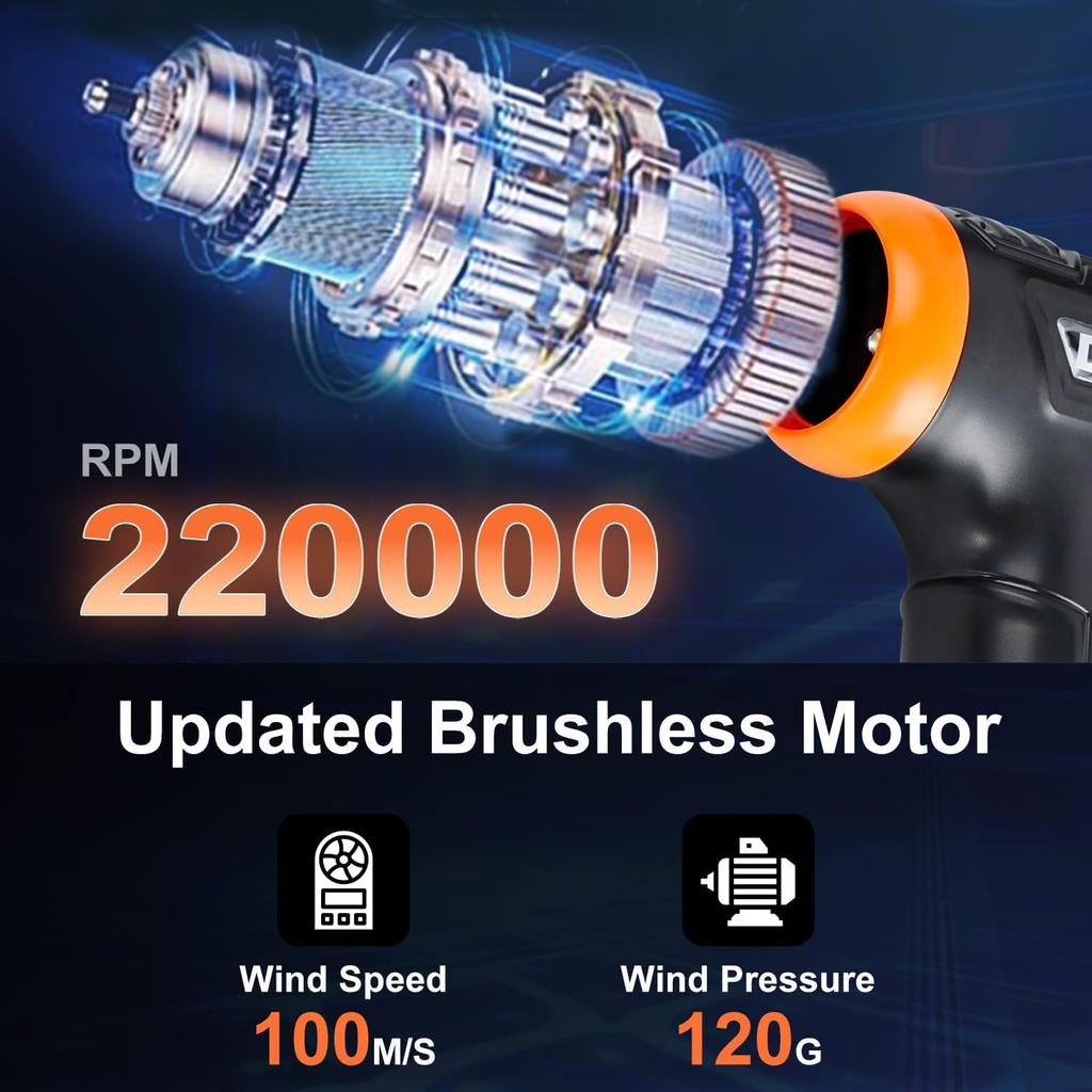 Compressed Air Duster, 220000RPM Electric Air Duster, Canned Air Replace Compressed Air, Mini Blower Stepless Jet Dry Air Blower Compressed Air