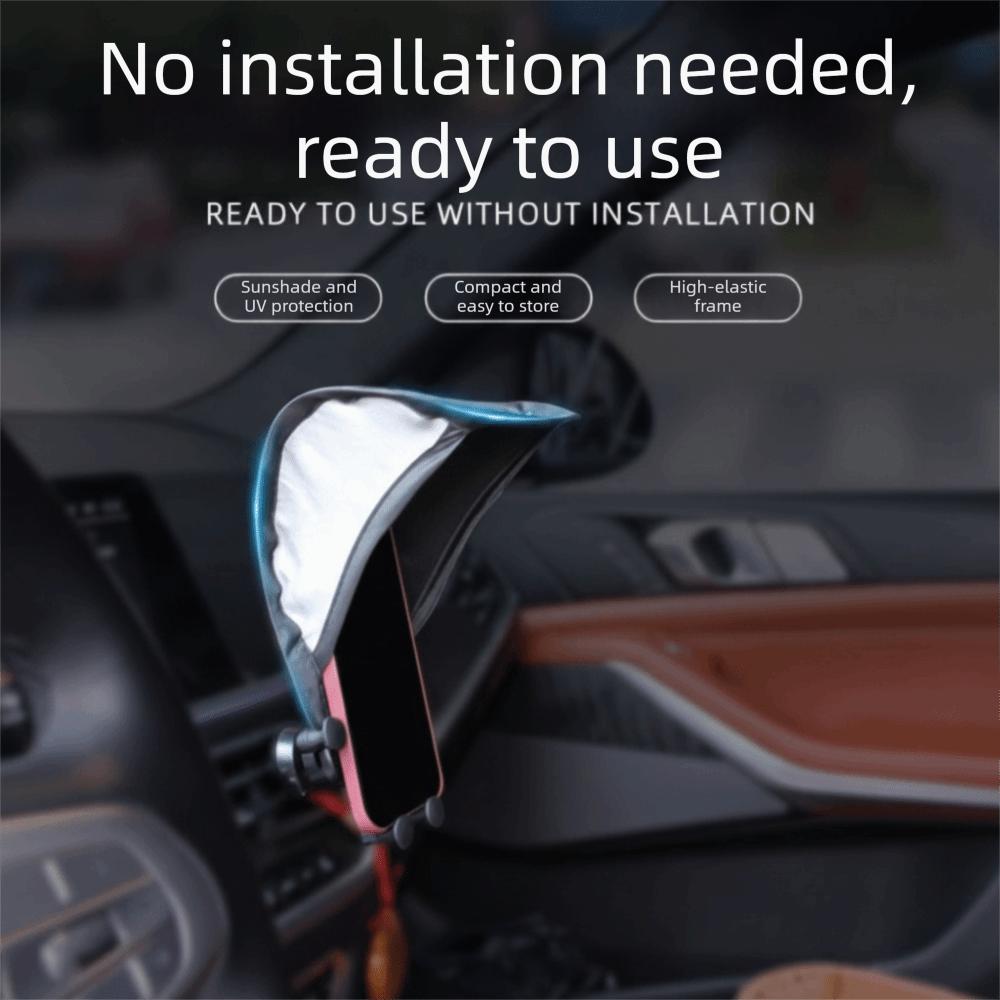 Compact Size Phone Umbrella Silver-Coated Fabric Car Phone Holder  Motorcycle Accessory