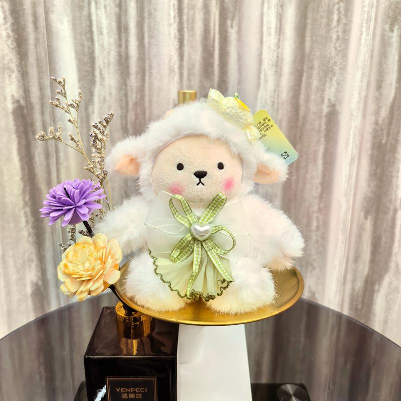 Lamb Sheep Soft Stuffed Plush Playthings Cute Bow Accessory French Fries Bread Egg Animal Plush Doll Gifts Ideal For Girls Eid al Fitr Decoration