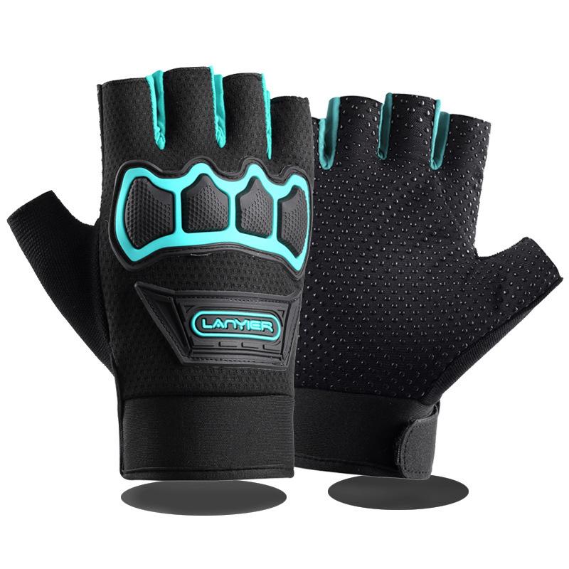 Motorcycle Riding Half Finger Gloves Fashion Outdoor Motorcycle Protective Case Sports Fitness Anti Slip Leak Finger Climbing Gloves