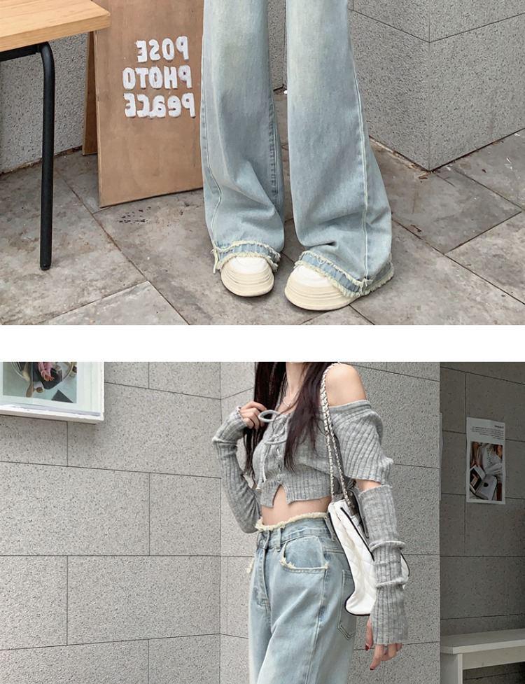 Women's Light Blue Wide-Leg Jeans, High-Waisted, Straight-Leg, Spring/Summer 2025 Fashion, Niche Design, Narrow Fit.