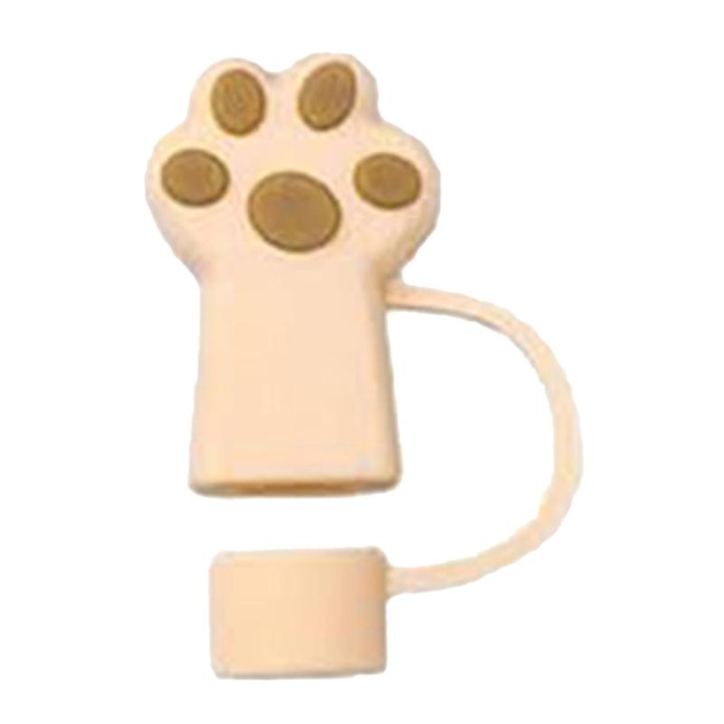 6pcs Durable Cat Claw Straw Seal Decoration Household Dust-Proof Straws Plugs Set Durable Drinkware Accessory for Cup