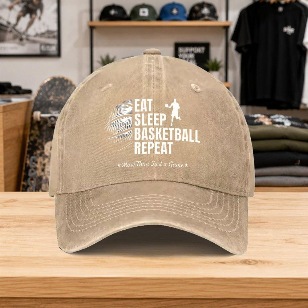 1pc Unisex Basketballthemed Baseball Cap With Hook Loop Closure Lightweight Washed Duckbill Hat Suitable For Outdoor Sports