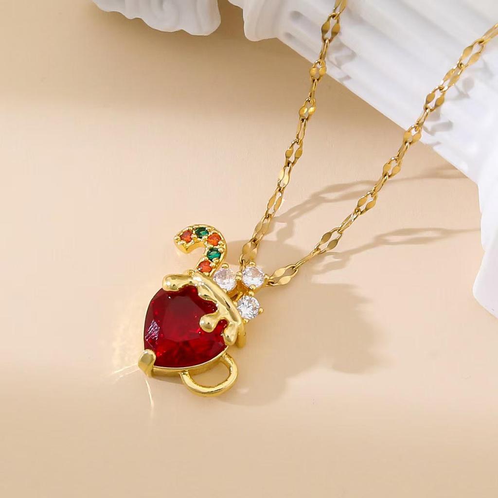 Popular Christmas Series Necklaces: Santa Claus, Peace Tree, Holiday Element Micro-Paved Drip Oil Pendant