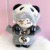 Duffle Coat, Pruhovaná Košile, Kalhoty a Sada Sluchátek pro 10cm Panenku, Šedá, Plyšová Hračka, Kigurumi, Doplňky, Otaku, Panenka, Maskot, Kostým pro Kpop Panenku