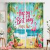 2pcs,2D plane printing Curtains Digital Printed Tropical Birthday Bash Versatile 100% Polyester (without rod) Decorations For