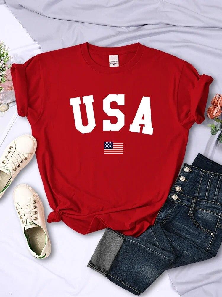 USA National Flag City Street Printed Unisex T-shirts Fashion Breathable Short Sleeve Summer Hip Hop O-Neck Tees Hip Hop Tshirts