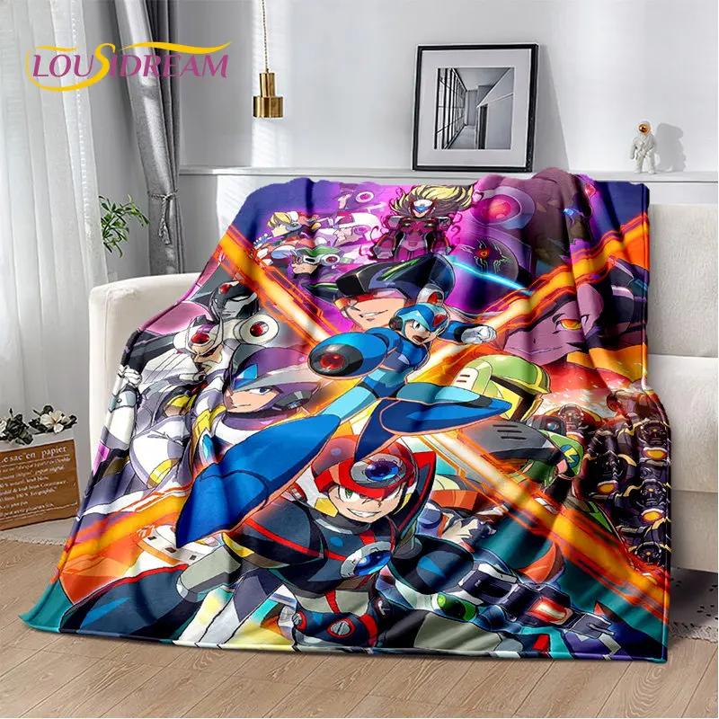 Rockman Megaman Game Cartoon Soft Plush Blanket,Flannel Blanket Throw Blanket for Living Room Bedroom Bed Sofa Picnic Cover Kids