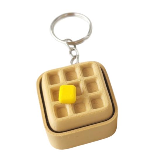 Decorative Mechanical Balance Figurine Keychain Pendant, Figurine, 3D Printed Soft Decoration Accent Stress Relief Fidget Toy, Waffles Charm A