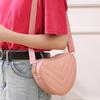 Fashionable Heart-Shaped Shoulder Bag Handbag Pu Leather Zipper Women'S Casual Wide Shoulder Strap Crossbody Bag