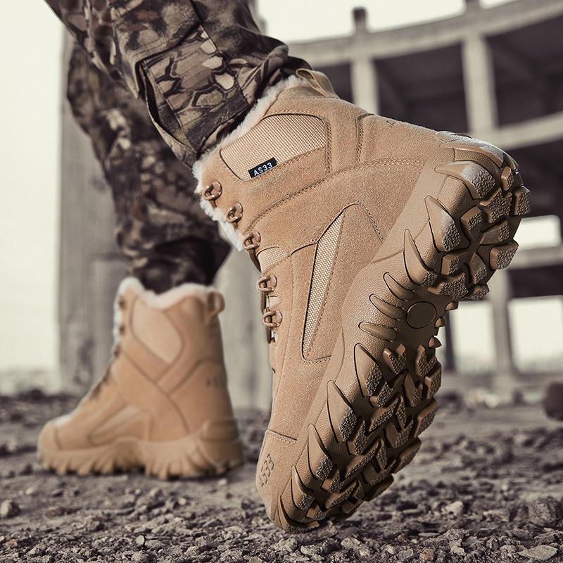 Winter velvet cotton boots couple outdoor special forces combat training boots medium help delta field boots large size