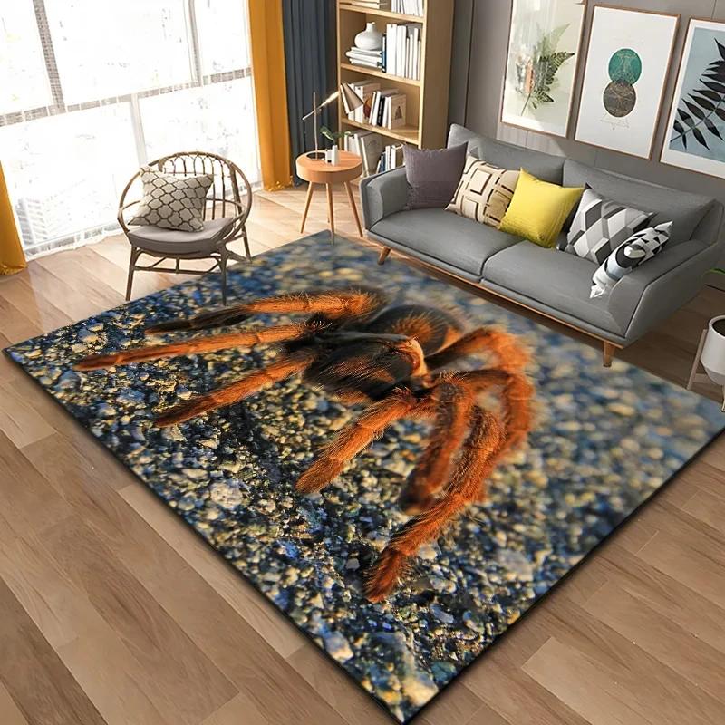 3D Spider Carpet Crawl Animal Rug Halloween Horror Mat Trick or Treat Rugs Teens Bedroom Floor Mat Festival Home Decor Doormat