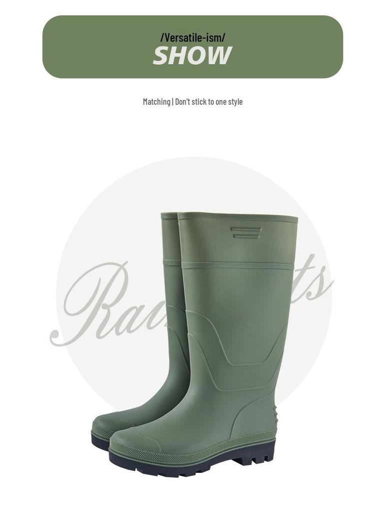 Męskie Wodoodporne Kalosze do Połowy Łydki, Z Podszewką z Polaru, Antypoślizgowe, Trwałe Gumowe Buty.