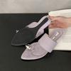 Fashion Luxury Fashion Metal Ladies Wedges Slippers Slides Female Sandals Flip Flops Pointed Toe Women Heeled Slippers Wedges Shoes