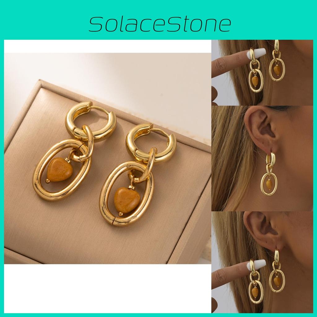 Elegant Heart Design Gold Plated Copper Earrings For Stylish Women