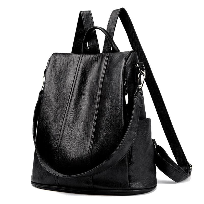 Vintage Women's Genuine Leather Anti-Theft Backpack: High-End, Simple, Versatile, Large Capacity Korean Fashion Accessory.