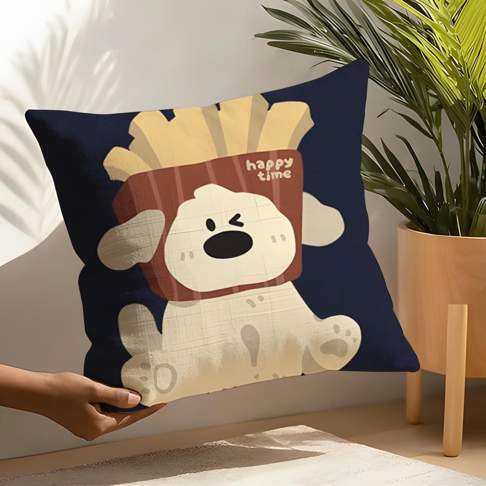 2 Funny Interest Polar Bear Illustrations Pillow Case Home Living Room Decoration Linen Pillowcover Pillow Cases Cushion Cover