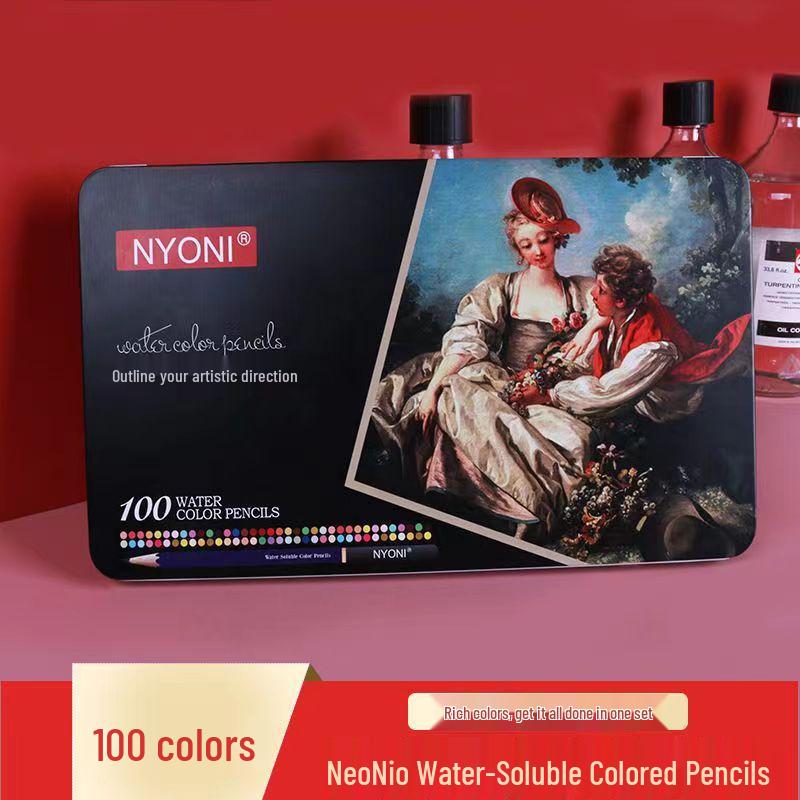 NeoNio Professional Water-Soluble Oil-Based Colored Pencils Set, 100 & 120 Colors in Iron Box for Hand-Painting