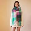 Imitation cashmere plaid scarf women's winter thickened simple warm black and white classic fringed scarf shawl
