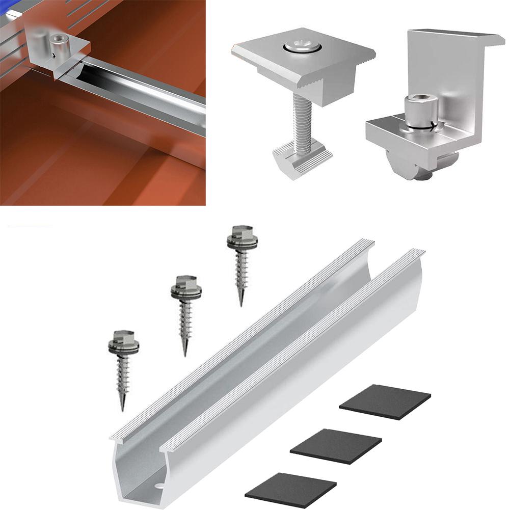 Solar Panel Module Aluminum Bracket Rail Fastening Rail Trapezoidal Roof Mount Trapezoidal Roof Mount Solar Rail