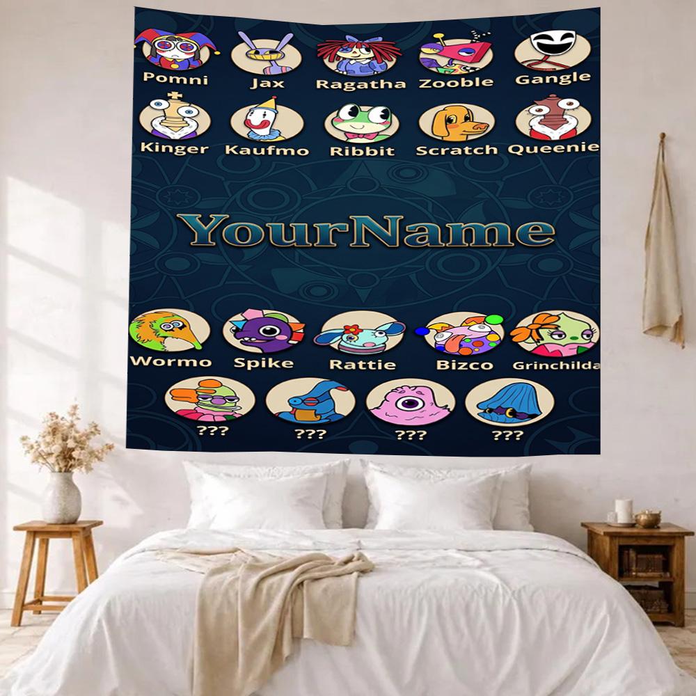 Digital Circus Custom Your Name Wall Decor Tapestry Art For Pet Memorial Birthdaywedding Party Backdrop Family Gift