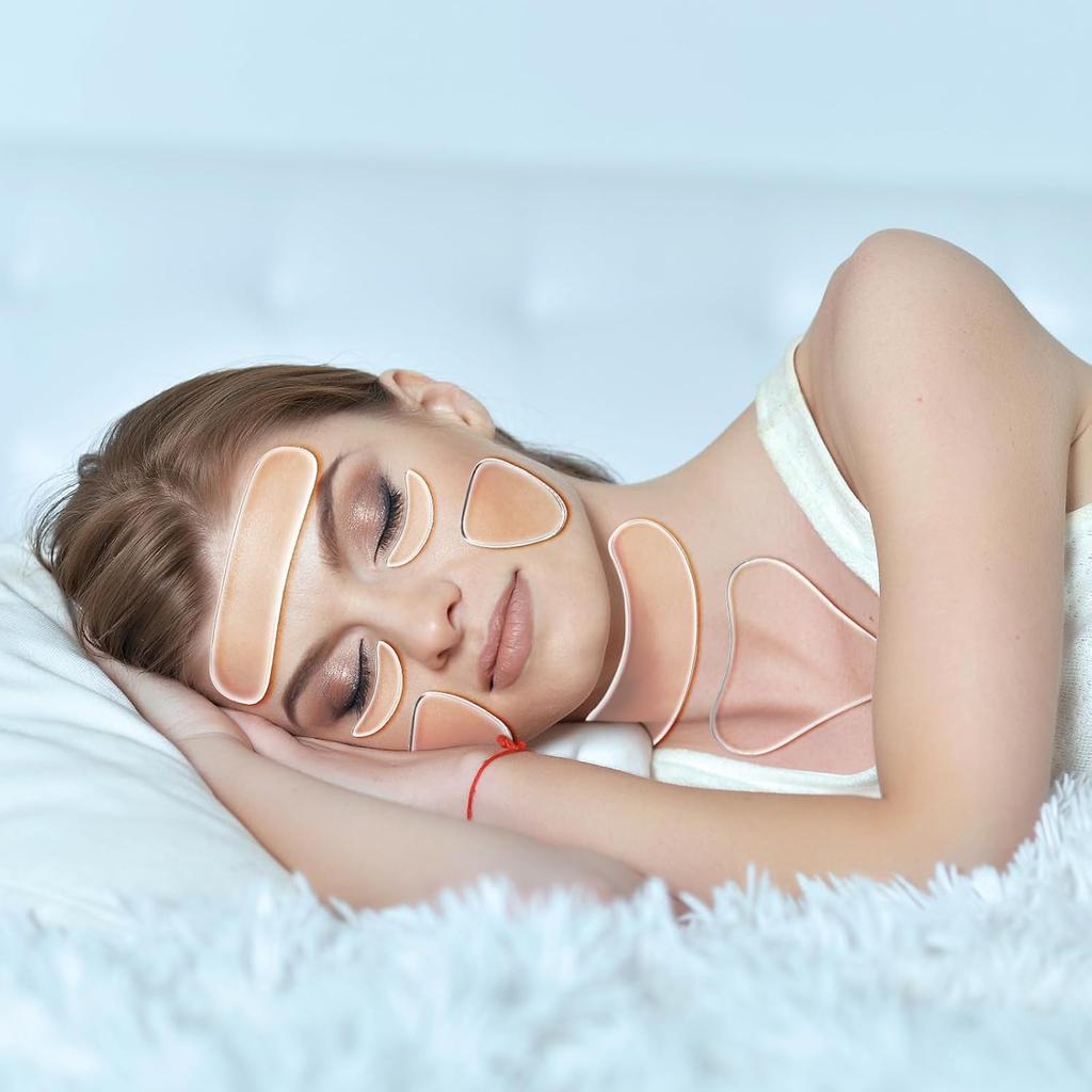 18 PCS Wrinkle Patches, Neck Forehead Face Mask Forehead Neck Fine Line Pads Reusable Silicone Patches Anti-Aging Tightening Pad for Women Beauty