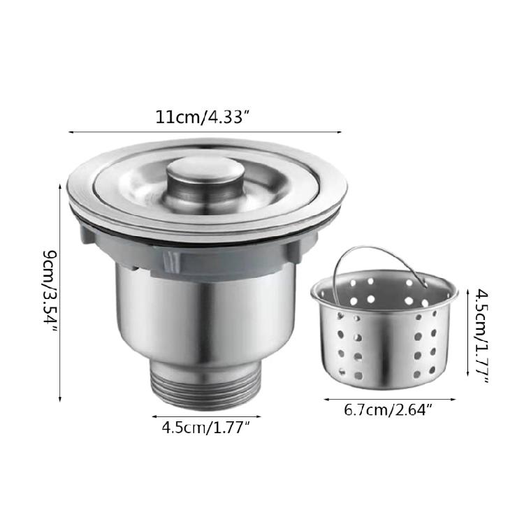 Kitchen Sink Drain Plug Stainless Steel Basket Strainer Sink Stopper Universal