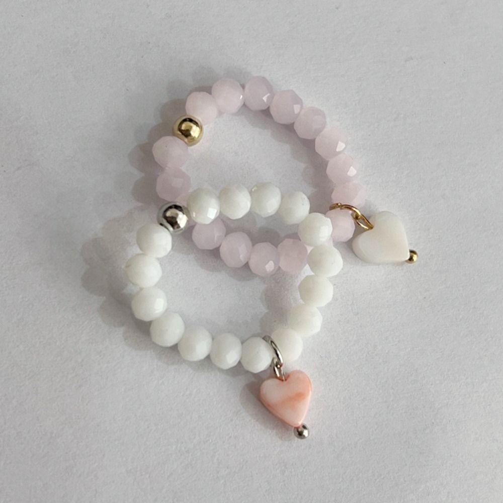 Elastic Cord Sweet Creative String of Beads Premium Sense Round Bead Rings Women Jewelry Gift