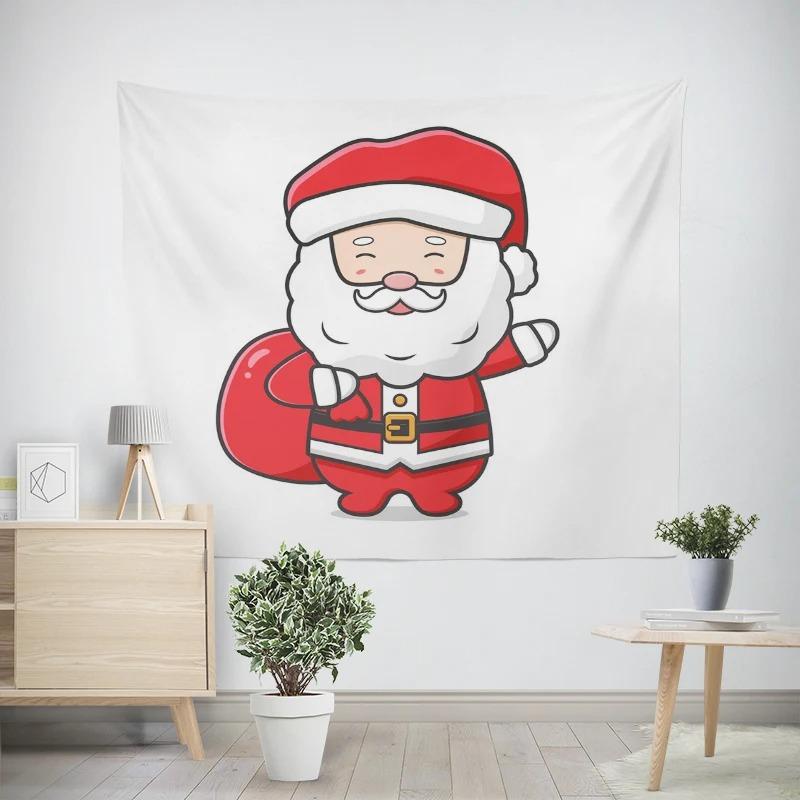 Christmas New Year Cute Santa Claus Gift Pattern Living Room Bedroom Decorative Tapestry