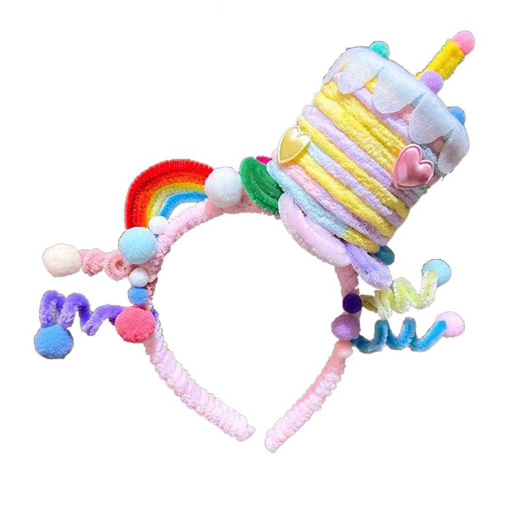 Party Star Purple Cake Hair Decoration Headpieces Adjustable Twisted Bar Birthday Headband for Women and Girls