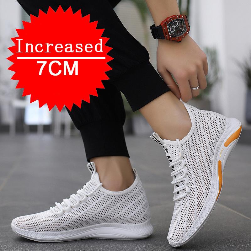 Man Mesh Shoes Increasing Shoes Invisible Inner Height-increasing Shoes Soft-soled Running Shoes Sports Breathable Casual Shoes