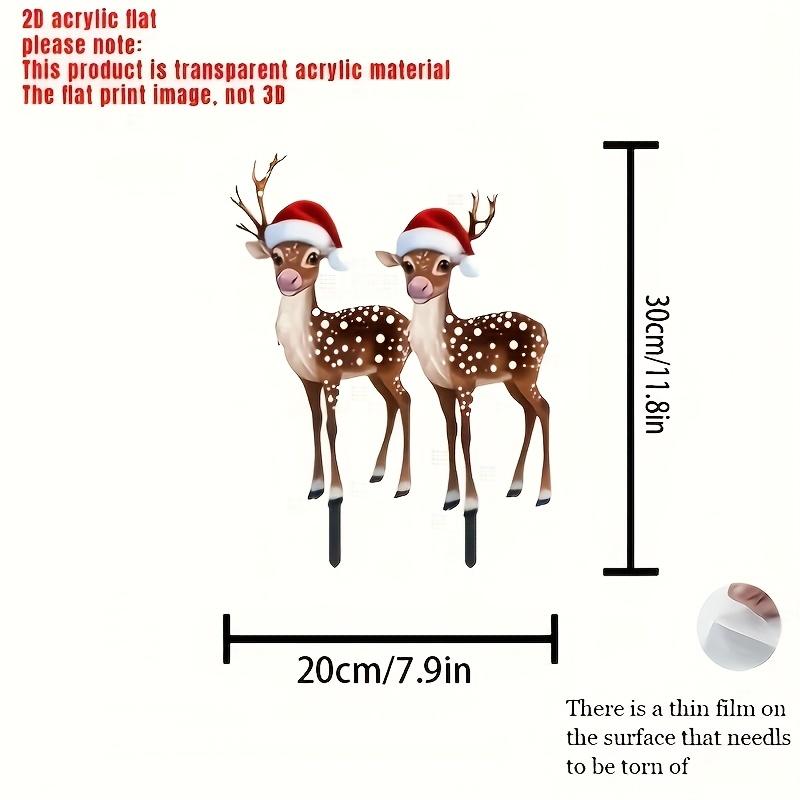 

2D Flat Christmas Reindeer Garden Plaque - Acrylic Animal Theme Courtyard Decoration, Christmas Day Home and Outdoor Display