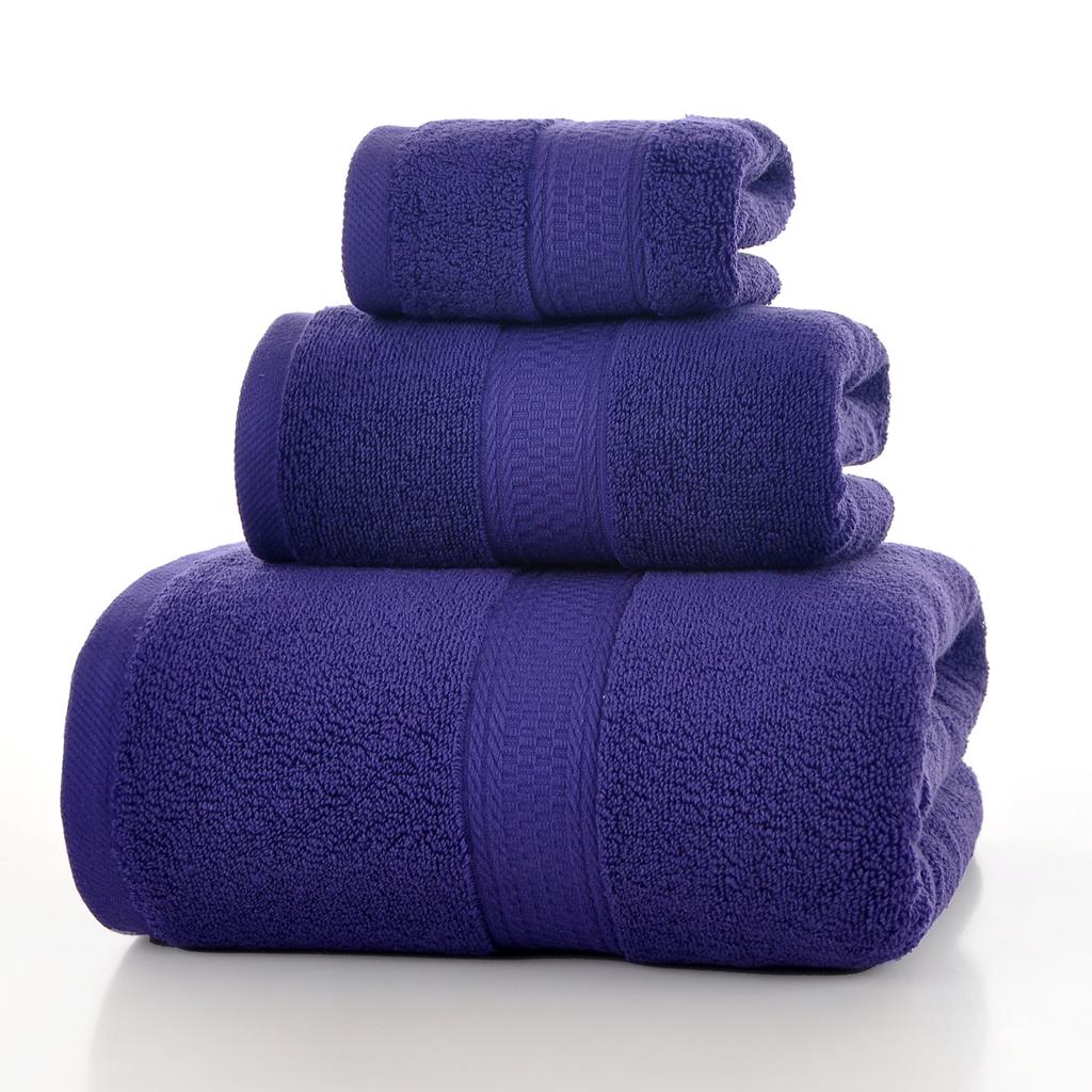 Style, plain cotton towel, three-piece household towel, soft and absorbent.