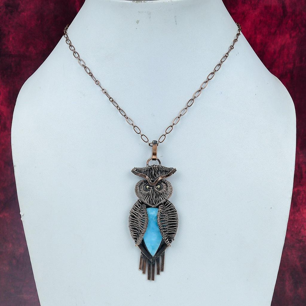Hemimorphite Pendant Copper Wire Wrapped Handmade Pendant Real Gemstone Jewelry