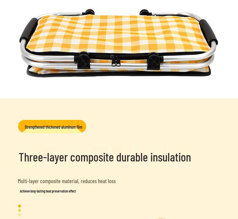 Portable Insulated Folding Picnic Basket - Ideal for Outdoor Trips, Shopping, and Storage.