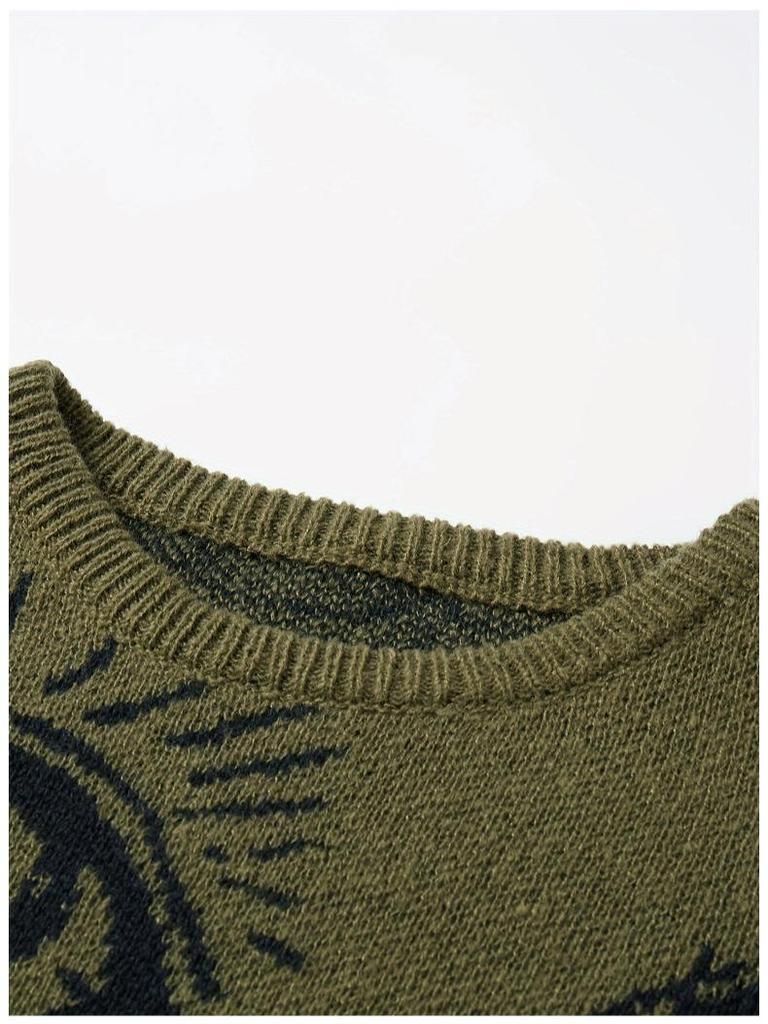 Men's Trendy Dark Style Eye Pattern Knit Sweater - European/American Streetwear, Autumn/Winter Collection