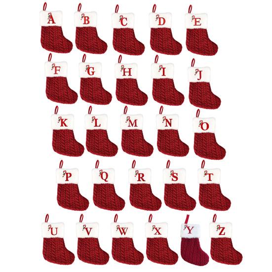 Yousheng Christmas Stockings Decorative Letter Knitted Sock Hanging Decoration Easy To Hang Festive Christmas Tree Decor