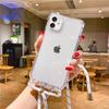 Crossbody Necklace Lanyard Transparent Phone Case For iPhone 17 16 15 14 11 12 13 Pro Max XS XR 8 Plus Cord Rope Acrylic Cover