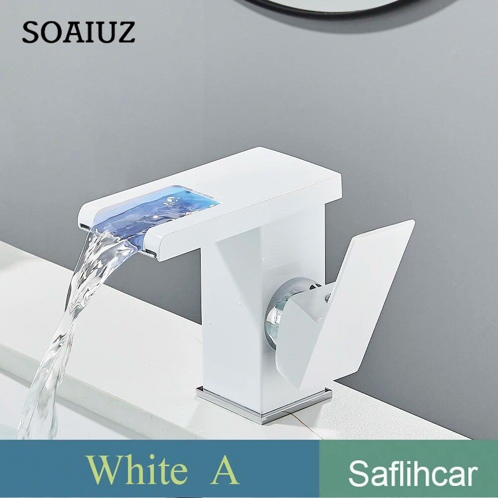 LED Black Basin Faucet Tall And Short Tap Bathroom Single Handle Cold and Hot Water Flow Produces Electricity