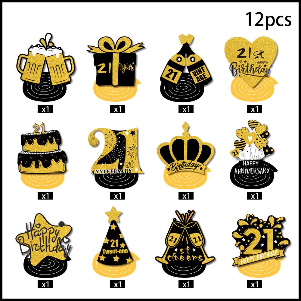 Birthday Celebration Black And Gold Theme Festive Paper Spiral Decor Hanging