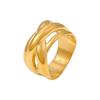 18k Gold Plated Geometric Multi-layer Titanium Steel Hollow Ring
