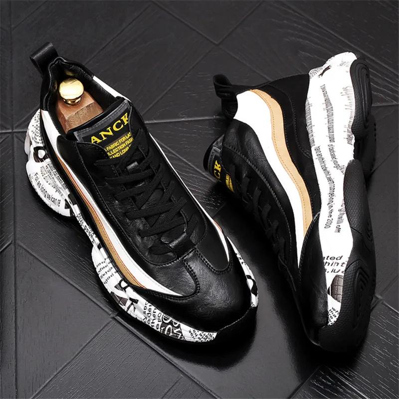 Mode Nya Mode Platåsneakers med Tjock Sula Män Vulkaniserade Skor Man Blandfärg Chunky Skor Män Träningsskor Mjuka Skor för Män