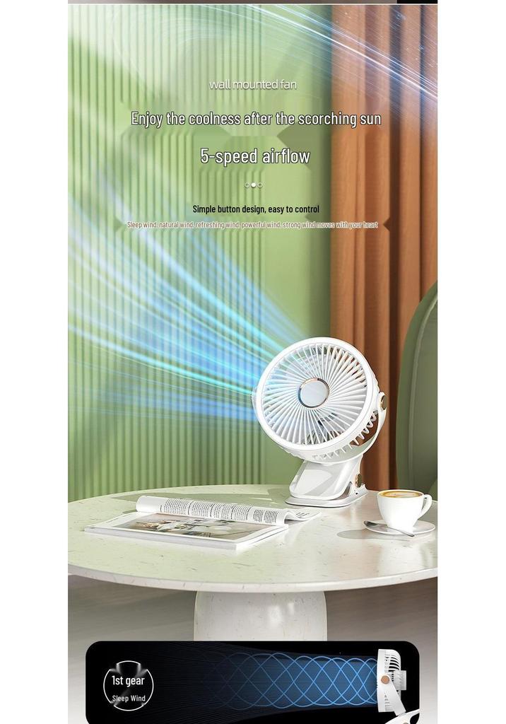 USB Rechargeable Multifunction Fan with Night Light and Clip