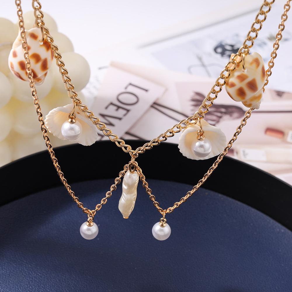 Summer Beach Shell Conch Necklace for Women Girls Pearl Choker Necklaces Bohemia Jewelry Gifts